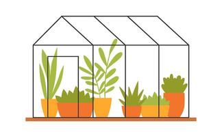 Greenhouse for cultivation plants flat icon Flat Illustration Icon vector