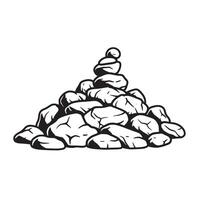 Black and white illustration of a cairn stone pile representing balance and harmony vector