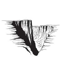 Dramatic illustration of a deep canyon depicting rugged cliffs and shadowed walls vector