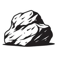 Simple black and white illustration of a detailed rock formation isolated on white background vector
