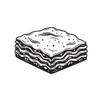 Layered baked pasta dish with speckled topping layers vector