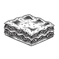 Layered pasta dish with meat filling and bubbly top lasagna food vector