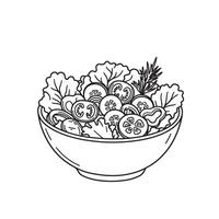Fresh salad bowl with lettuce tomatoes and cucumbers vector