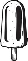 Black and white popsicle with dots and stick ice pop frozen treat vector