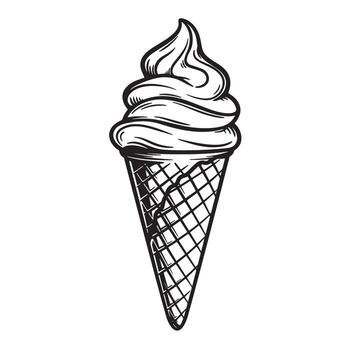 Swirl soft serve ice cream cone sketch dessert vector