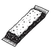 Black and white drawing of a cracker snack bar food illustration vector