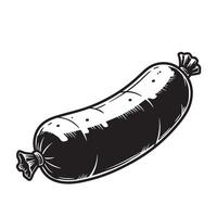 Black and white sausage food meat vector