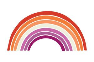 two Colorful rainbow shape Lesbian pride flag Happy pride day LGBTQ community Pride Month hand drawn doodle for posters, stickers, logo, cards vector