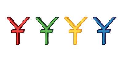 thirty-two Hand drawn chinese yuan gold currency symbol set Brush stroke doodle Single element for design vector