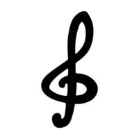 Treble clef doodle. Hand drawn musical symbol. four Single element for print, web, design, decor, logo vector