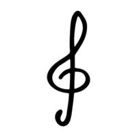 Treble clef doodle. four Hand drawn musical symbol. Single element for print, web, design, decor, logo vector