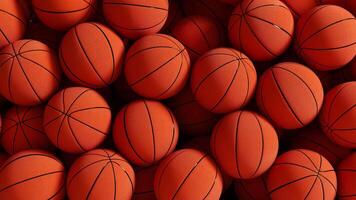 Basketball Balls Falling and Collapsing Transition Animation with Alpha Channel. 3D rendering video