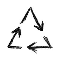 thirty four Hand drawn recycle arrow icon Recycling resources symbol Reuse of materials, zero waste, green environment, saving the planet vector