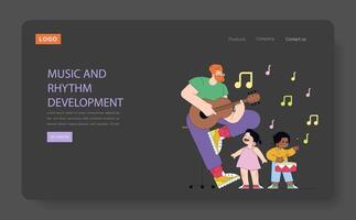 Music and Rhythm Development with Happy Children vector