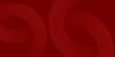 Dark red wave background with modern circular lines. vector