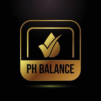 Golden pH Balance Icon Design with Check Mark Droplet and Rounded Rectangular Frame Illustration vector