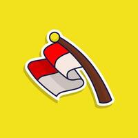 Indonesian flag sticker on yellow background. National flag clip art vector