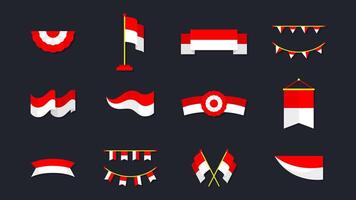 Collection of Indonesian flag designs vector