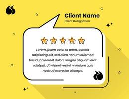 Simple creative light yellow color client feedback and testimonial template design for social media post vector