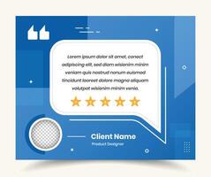 Abstract client feedback and customer review social media post template design with image placeholder vector