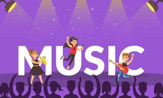 Children Playing Music Banner, Kids Performing with Musical Instruments Cartoon Illustration vector