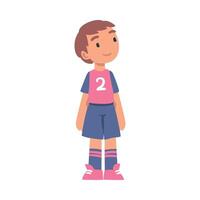 Cute Kid Soccer Player Character, Little Boy in Sports Uniform Playing Football, School Sports Activity, Football Academy Concept Cartoon Style Illustration vector