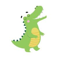 Cute Crocodile, Funny Alligator Predator Green Animal Character Cartoon Style Illustration vector