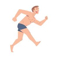 Man in Swim Trunk Shorts Having Fun on the Beach Cartoon Style Illustration vector