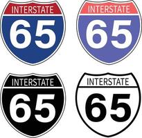 Interstate highway 65 road icon. Interstate highway 65 road sign. black Interstate highway 65 road symbol. flat style. vector