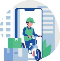 Delivery person on a bicycle vector