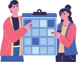 Team with a checkboard calendar vector