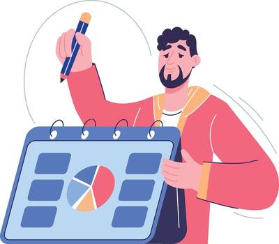 Person presenting a data chart vector