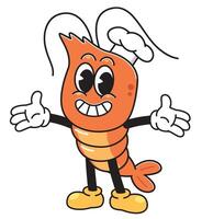 cartoon shrimp chef character vector