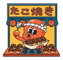 Takoyaki street food character vector