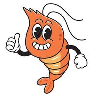 Cartoon shrimp character with thumbs up vector