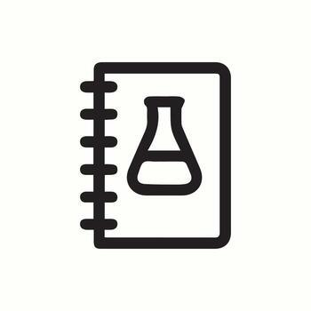 Ciencias cuaderno exploración químico estudiar y laboratorio documentación vector