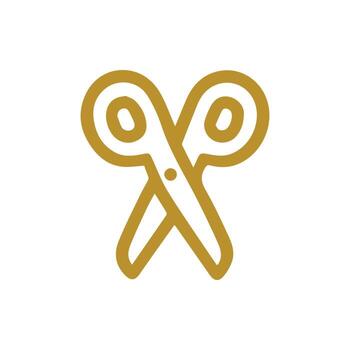 Golden Scissors Outline for Crafting Art and DIY Projects Essential Tool Icon vector