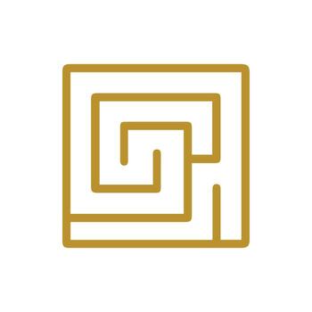 Golden square labyrinth symbol for problem solving and strategic thinking vector