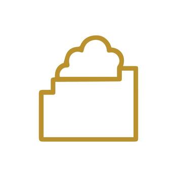 Abstract Golden Line Art Icon Depicting a Structure with a Fluffy Cloud Above vector