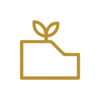Abstract gold plant in planter box icon minimalist design for growth and nature vector