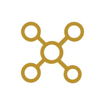 Golden interconnected circles symbolising a robust global network and digital connections vector