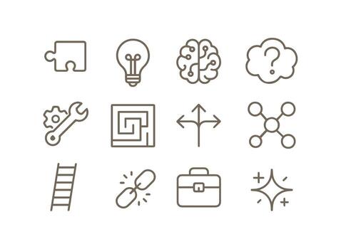 Conceptual Icons for Problem Solving Innovation and Business Development Strategies vector