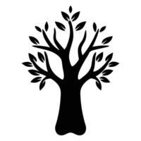 Silhouette of a leafy deciduous tree in format conveys simple nature art vector