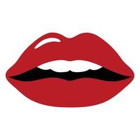 shows isolated red lips with teeth and black space between vector