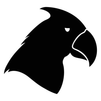 Silhouette of a parrot shows the details of its distinctive head on transparent background vector