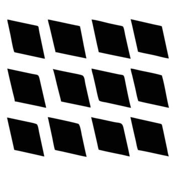 doce geométrico rombo formas son arreglado en un estructurado cuadrícula formación en blanco vector