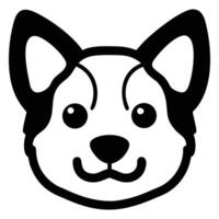 Cute dog face displays charming expression with simple line work and rounded features vector