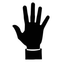 Upward facing hand showing five fingers is displayed in a sleeve silhouette vector