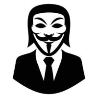 illustration shows a man wearing the Guy Fawkes mask and suit vector