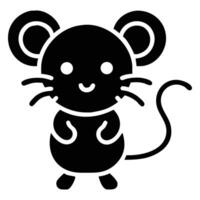 Isolated cartoon mouse stands upright, presenting a simplistic and adorable animal figure vector